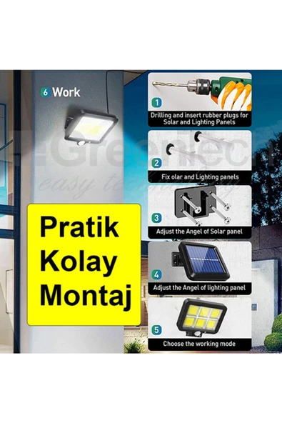 Greentech Güneş Enerjili 120 Cob Led Aydınlatma / GT-SL09 - 4