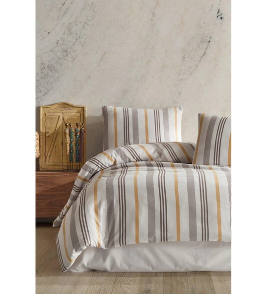 ŞAHESER SOFT TİSS İPLİĞİ BOYALI ÇİFT KİŞİK NEVRESİM TAKIMI RAİNBOW KAHVE ürün görseli