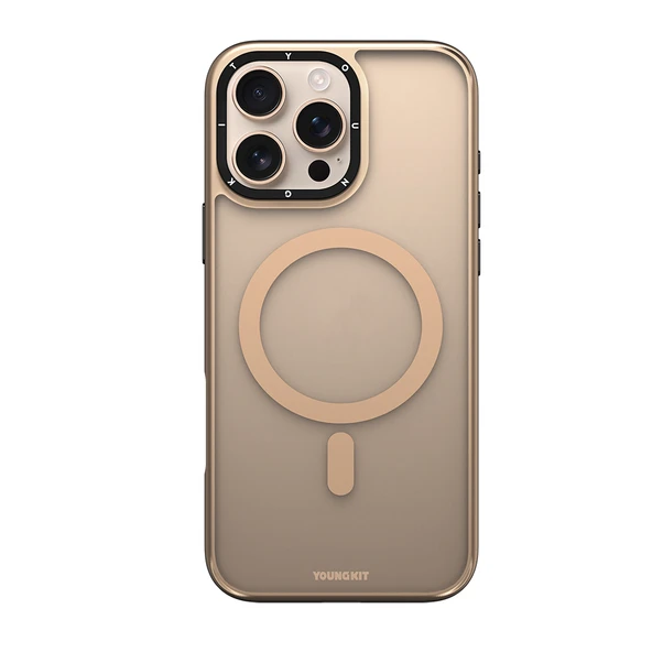Apple iPhone 16 Pro Kılıf M-safe Şarj Özellikli Cam Arka Yüzey TPU Youngkit Gemstone Serisi Kapak - 11