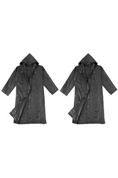 Single Sword PVC Erkek&Kadın Pardesü Yağmurluk, Siyah - 3