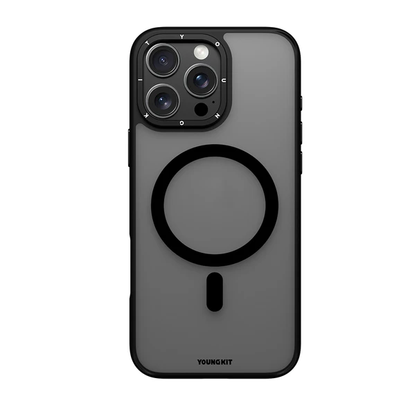 Apple iPhone 16 Pro Kılıf M-safe Şarj Özellikli Cam Arka Yüzey TPU Youngkit Gemstone Serisi Kapak - 8