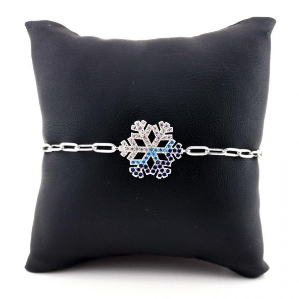 Renk Geçişli Kar Tanesi Tasarımlı 925 Ayar Gümüş Bileklik - Resim 4