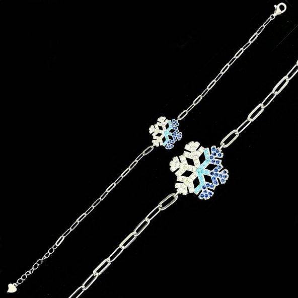 Renk Geçişli Kar Tanesi Tasarımlı 925 Ayar Gümüş Bileklik - Resim 6