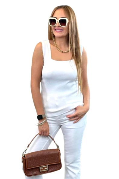 Kadın Triko Kare Yaka Askılı Atlet 12609 BGL-ST04218 - Resim 2