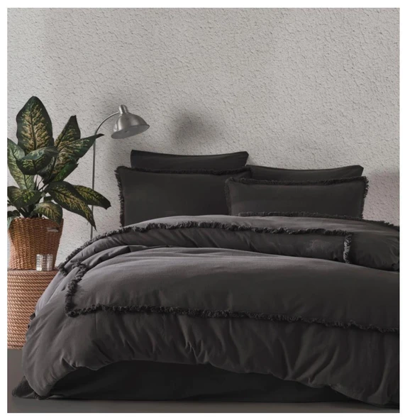 MAJOLİ MADDOX ÇİFT KİŞİLİK NEVRESİM TAKIMI DARK SOLİD - Resim 2