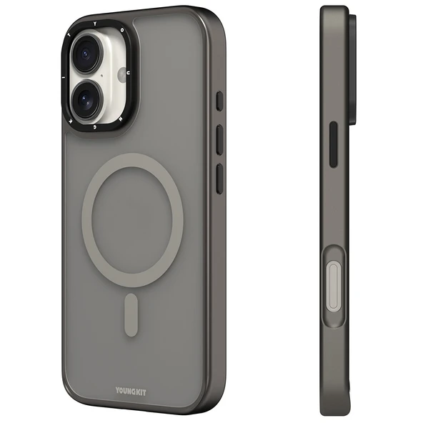 Apple iPhone 16 Kılıf M-safe Şarj Özellikli Cam Arka Yüzey TPU Youngkit Gemstone Serisi Kapak - 2