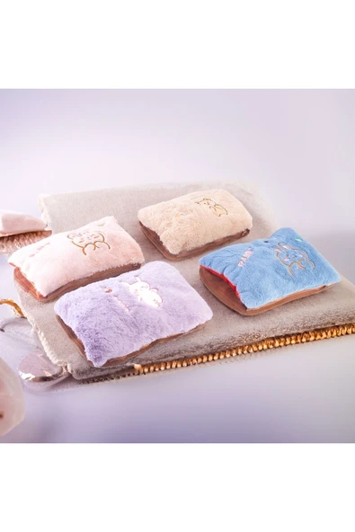 Elektrikli sıcak su torbası el geçmeli evde kullanılabilir yumuşak kılıflı desenli sıcak su torbası