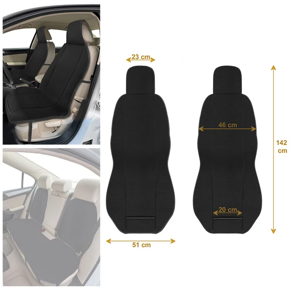 Keten Cepli Araç Ön Arka Koltuk Koruyucu Minder Kılıf  Sırt Dayanmalı 5'Li Araba Koltuk Minderi - Resim 2