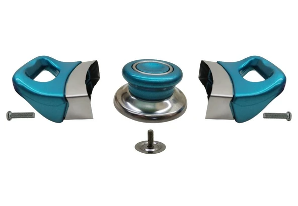 Tencere Tava Sahan Yan Kulp ve Kapak Kulpu Turkuaz 3 Set - 2
