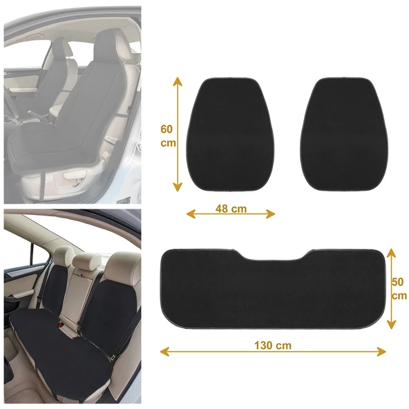 Keten Cepli Araç Ön Arka Koltuk Koruyucu Minder Kılıf  Sırt Dayanmalı 5'Li Araba Koltuk Minderi - Resim 3