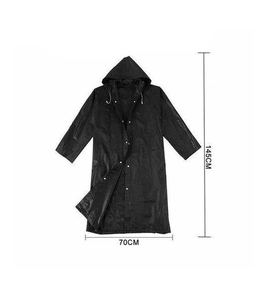 Single Sword PVC Erkek&Kadın Pardesü Yağmurluk, Siyah
