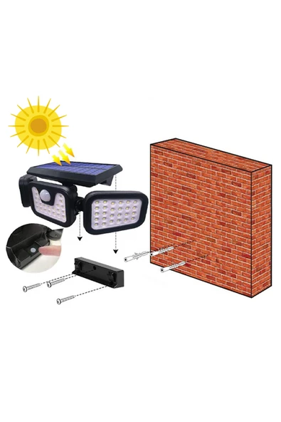 Greentech Güneş Enerjili Hareket Sensörlü 3 Taraflı Led Aydınlatma / GT-SL07 - 11