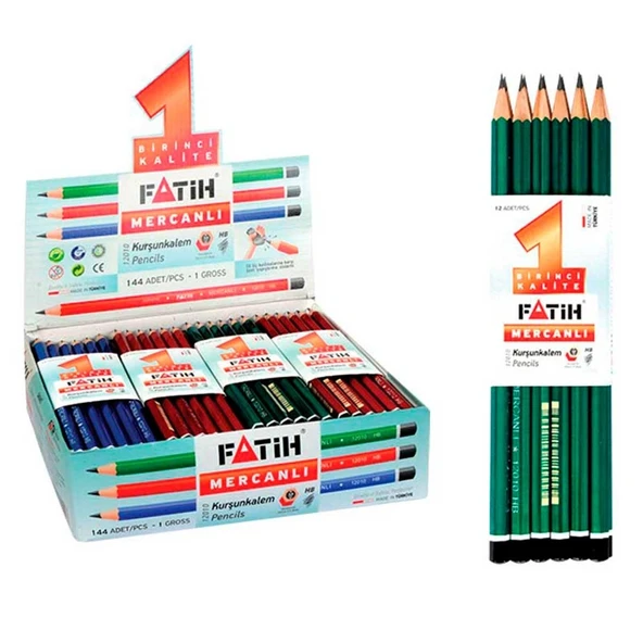 Fatih Mercanlı Kurşun Kalem 12'li Paket 12 Düzine ( 144 Adet )
