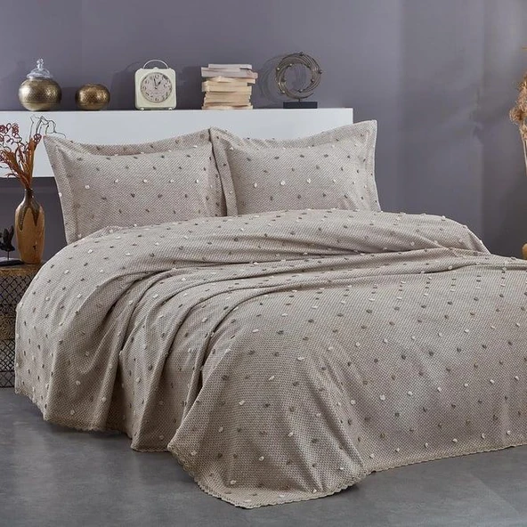 NAZİK 7 PARÇA PİKELİ NEVRESİM TAKIMI GELİN SETİ VENÜS KREM ürün görseli