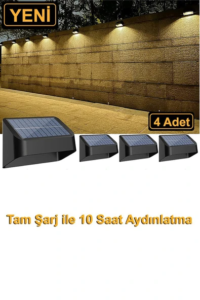 Greentech Güneş Enerjili 8 Renk Geçişli Duvar Aydınlatma (4 Adet) / GT-SL16 - 4