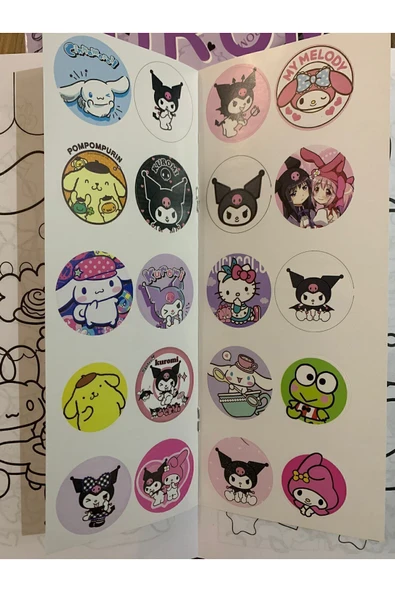 kuromi frozen toca boca boyama kitabı seti (boyama, sticker, arka kapak maske) - 5