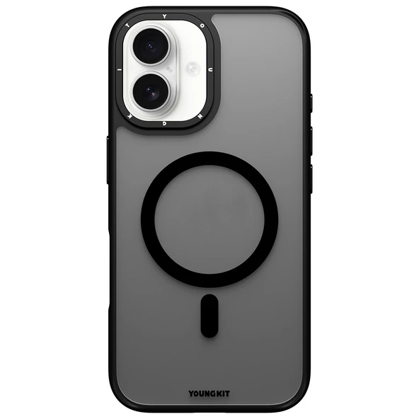 Apple iPhone 16 Kılıf M-safe Şarj Özellikli Cam Arka Yüzey TPU Youngkit Gemstone Serisi Kapak - 3