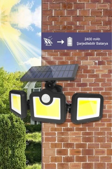 Greentech Güneş Enerjili Hareket Sensörlü, 3 Taraflı 171 Cob Led Aydınlatma / GT-SL15 - 6