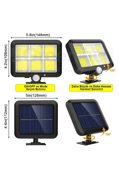 Greentech Güneş Enerjili 120 Cob Led Aydınlatma / GT-SL09 - 5