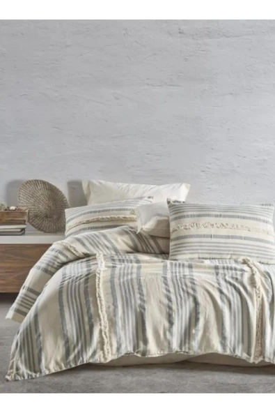 ŞAHESER NATUREL NEVRESİM TAKIMI ÇİFT KİŞİLİK NİDUS YEŞİL ürün görseli