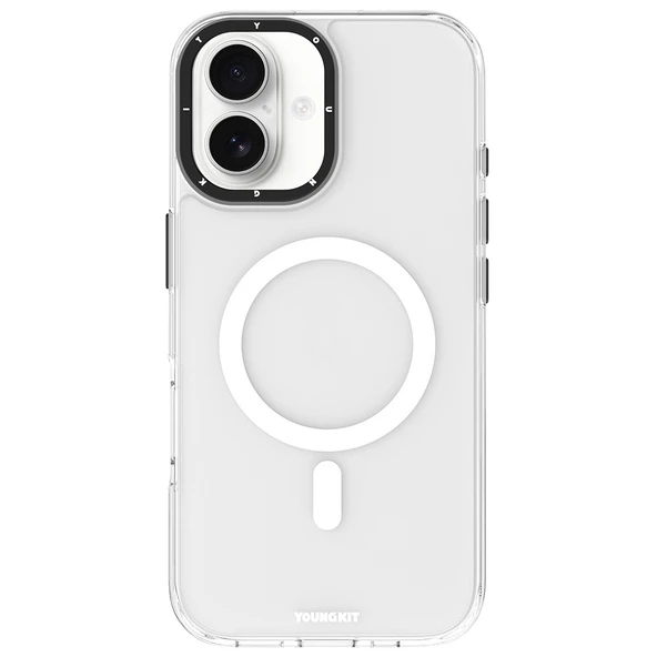 Apple iPhone 16 Kılıf M-safe Şarj Özellikli Cam Arka Yüzey TPU Youngkit Gemstone Serisi Kapak - 5