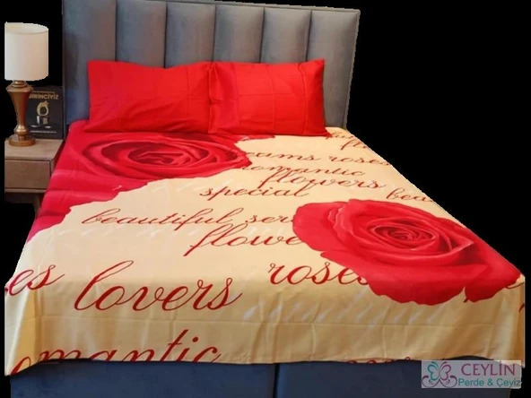 TÜRKİZ ÇİFT KİŞİLİK PAMUK SATEN NEVRESİM TAKIMI ROSE - Resim 2