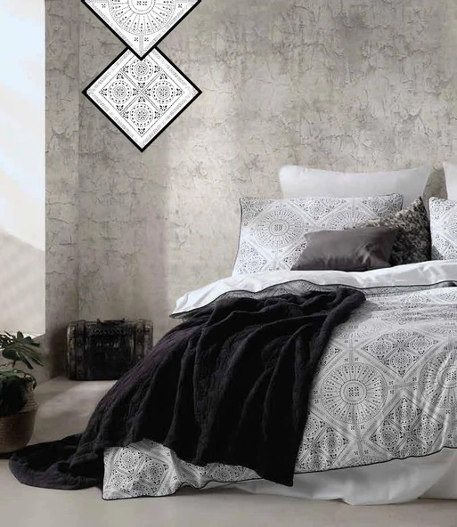 ÇİFT KİŞİLİK PAMUK SATEN NEVRESİM TAKIMI İSKİT - Resim 2