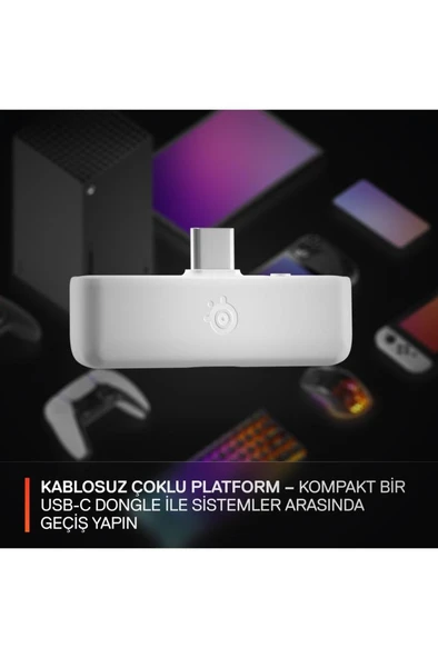 Arctis Nova 5X Wireless ve Bluetooth Xbox ve PC Kablosuz Oyuncu Kulaklığı - Beyaz - 8