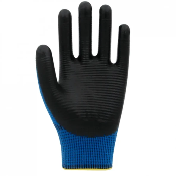 Beybi PN5 Zebra Polyester Örme Nitril Eldiven Mavi - Resim 2