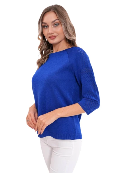 Kadın Sıfıryaka Simli Kol Detaylı Kazak 12763 BGL-ST04221 - Resim 5