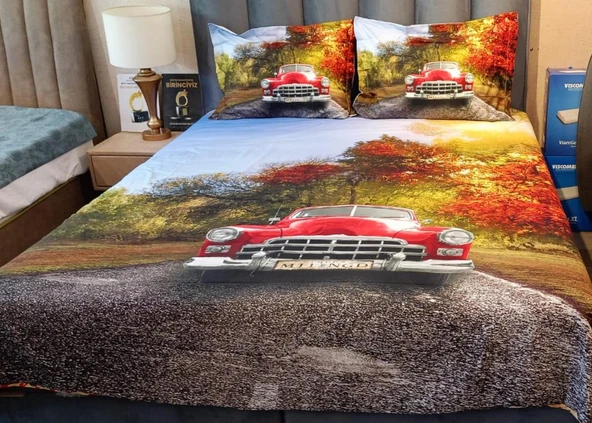 TÜRKİZ ÇİFT KİŞİLİK PAMUK SATEN NEVRESİM TAKIMI CARS - 3