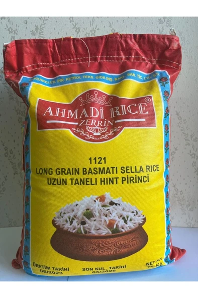 Ahmadi zerrin Rice 1121 uzun iri taneli basmati hint sella pirinci 10 kg