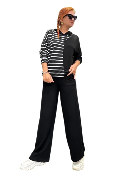 Kadın Triko Lastikli Bol Pantolon 12811 BGL-ST04224 - Resim 3