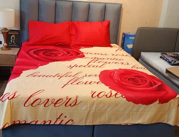 TÜRKİZ ÇİFT KİŞİLİK PAMUK SATEN NEVRESİM TAKIMI ROSE