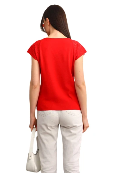 Kadın Triko V Yaka Omuz Ajurlu Askılı Atlet 12719 BGL-ST04219 - Resim 5