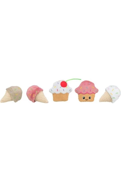 Trixie Kedi Oyuncağı, Dondurma ve Kek Şeklinde, Peluş, Kediotlu 7cm - 8