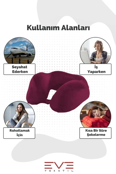 Ortopedik Boyun Yastığı Visco Boyun Destekli Seyahat Hipoalerjik Yastık 8 Farklı Renk - 7