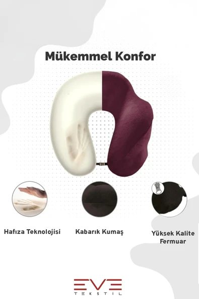 Ortopedik Boyun Yastığı Visco Boyun Destekli Seyahat Hipoalerjik Yastık 8 Farklı Renk - 5