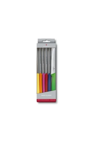 Victorinox 6.7839.6G 11cm Renkli Domates ve Sofra Bıçağı, 6 Parça - 1