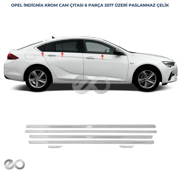 Opel Insignia Krom Alt Cam Çıtası 6 Parça 2017 Ve Üzeri Paslanmaz Çelik - Resim 2