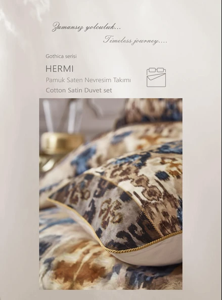 CLUP COTTON ÇİFT KİŞİLİK PAMUK SATEN NEVRESİM TAKIMI HERMİ KAHVE - 2