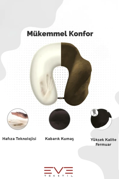 Ortopedik Boyun Yastığı Visco Boyun Destekli Seyahat Hipoalerjik Yastık 8 Farklı Renk - 11
