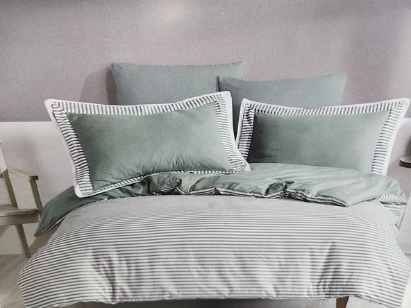 PRİMACASA ÇİFT KİŞİLİK NEVRESİM TAKIMI SANTİAGO YEŞİL - Resim 2