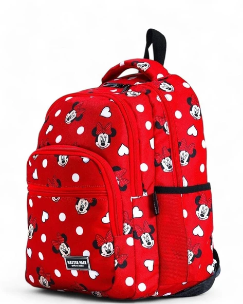 İlkokul Çantası 3'lü Takım Beslenme Çantası Kalemlik 42*30 Cm Kız Çocuk Okul Çantası Minie - Resim 2