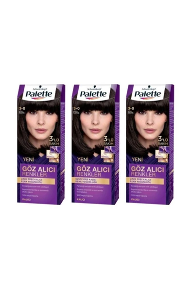 Palette Göz Alıcı Renkler Saç Boyası 3-0 Koyu Kahve 3 Paket ürün görseli