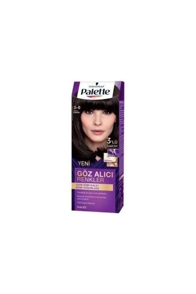 Palette Göz Alıcı Renkler Saç Boyası 3-0 Koyu Kahve 3 Paket - Resim 2