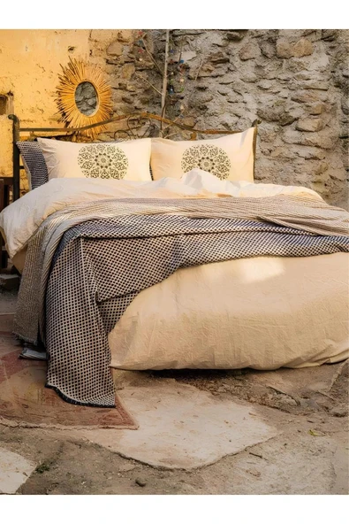 TÜRKİZ LİMASSO ÇİFT KİŞİLİK NEVRESİM TAKIMI DAMASSE - Resim 2