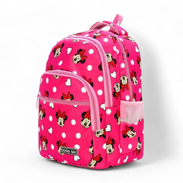 İlkokul Çantası 3'lü Takım Beslenme Çantası Kalemlik 42*30 Cm Kız Çocuk Okul Çantası Minie - Resim 7