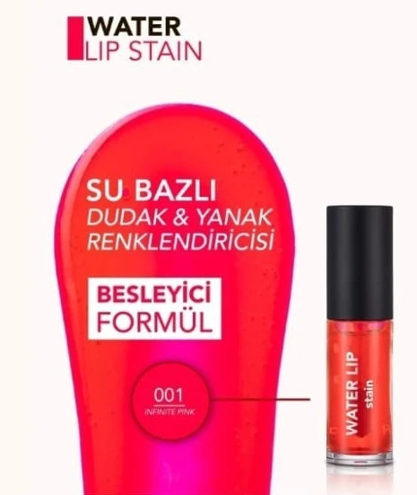 Flormar Water Lip Stain 001 Infinite Pink - 5