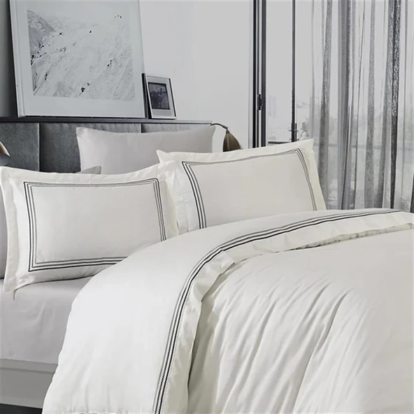 PAMUK SATEN NEVRESİM TAKIMI ÇİFT KİŞİLİK TREND GRİ ürün görseli